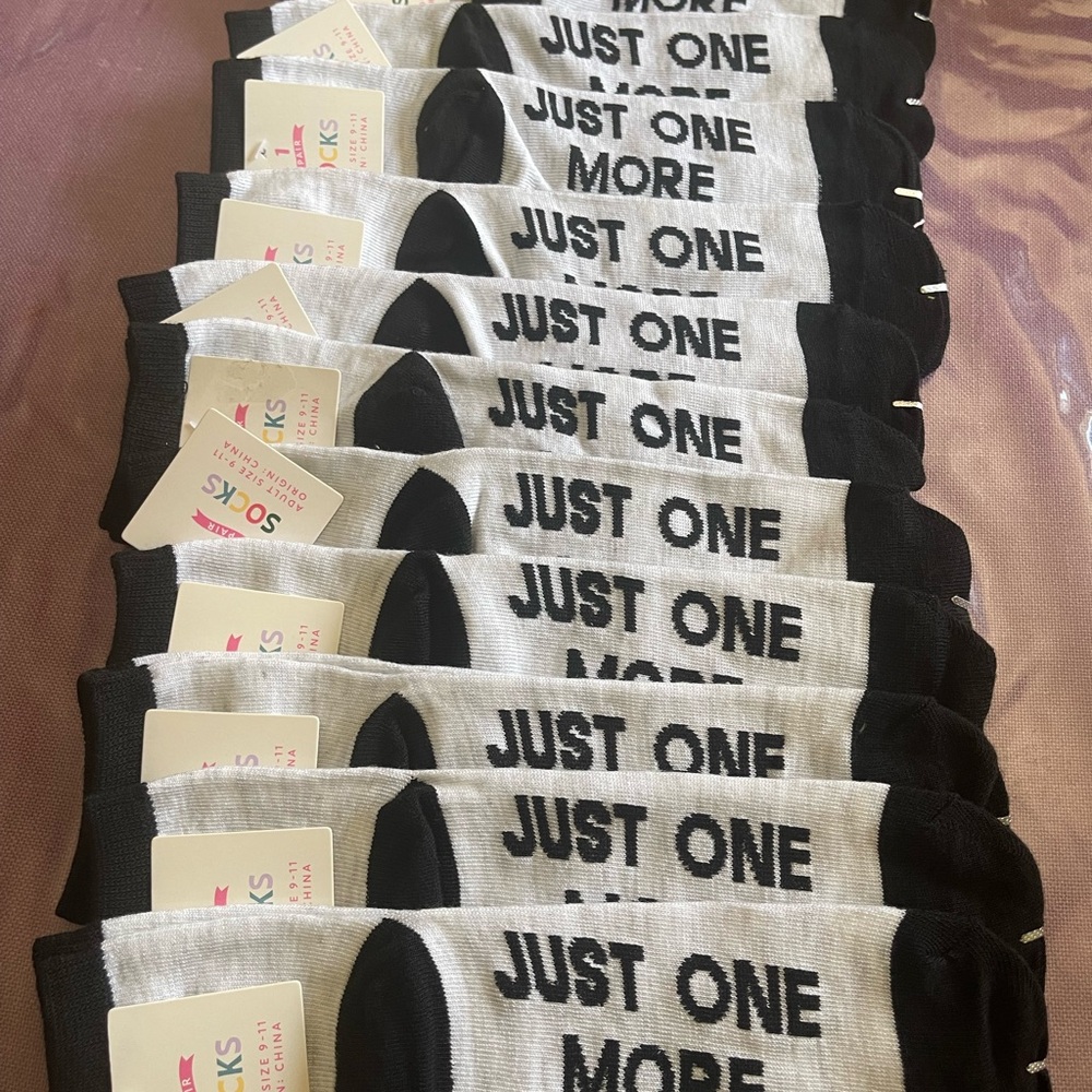Black and White 'Just One More Episode' Socks